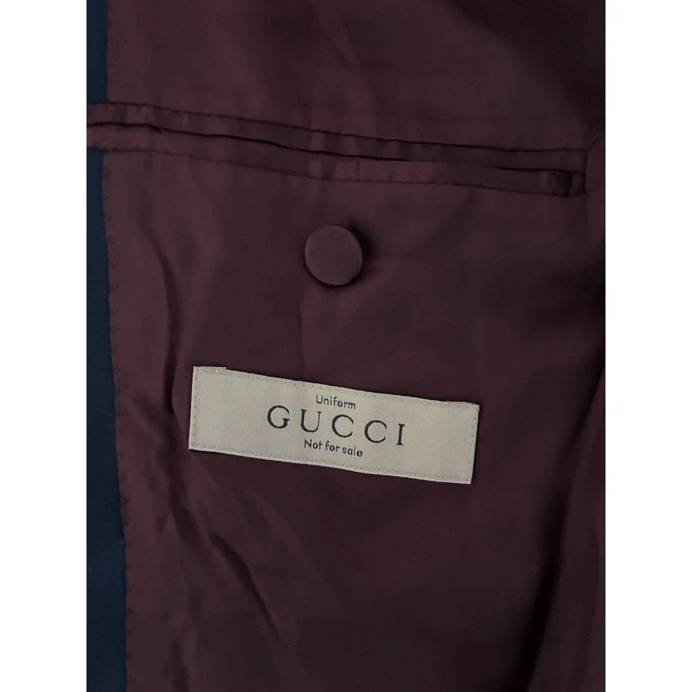 Gucci Uniform Blazer Men's 44 Navy Wool Mohair Gold Buttons